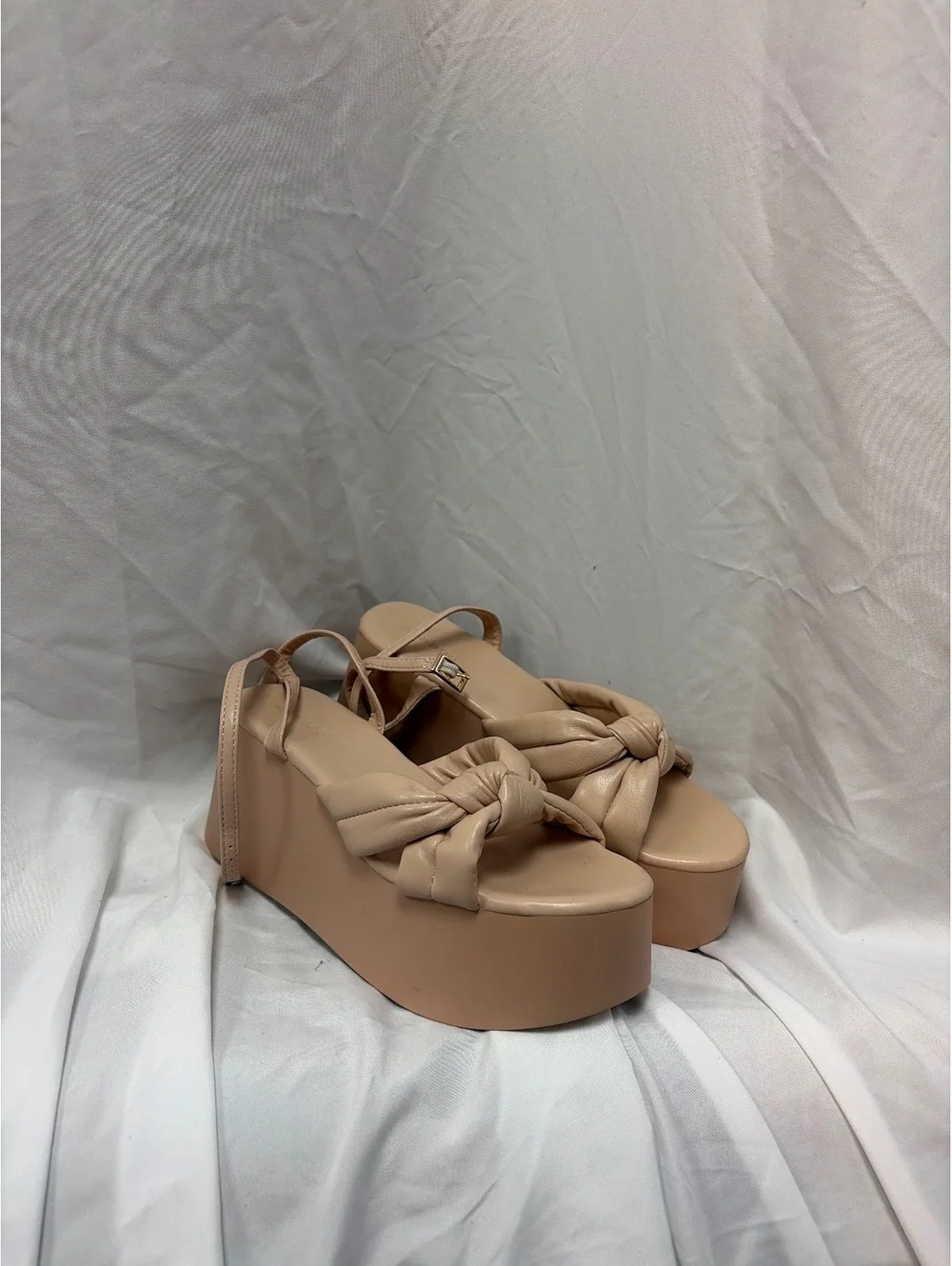 Bamboo Nude Platform Sandals with Knotted Straps
